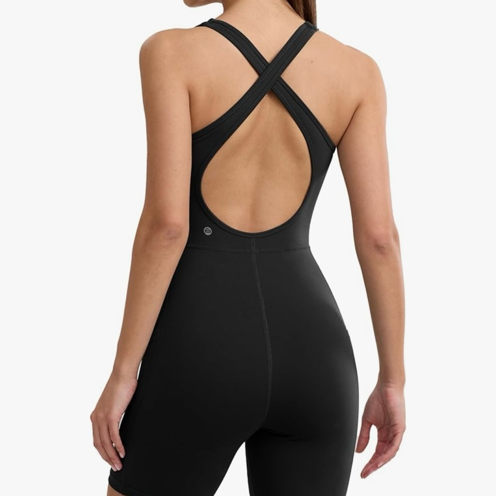 Enerbloom Black Cross-Back Bodysuit